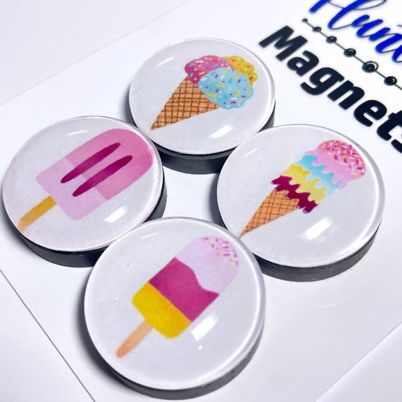 Set of 4 Magnets - Summertime Ice Cream Glass Refrigerator Kitchen Whiteboard - Picture 3 of 3